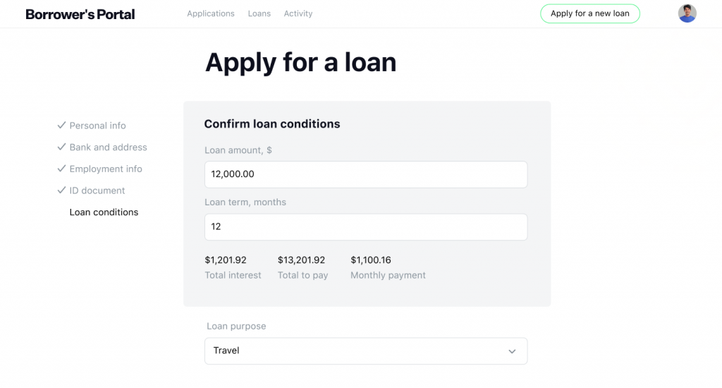 lending-as-a-service borrower portal